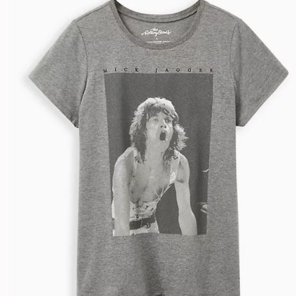 TORRID Mick Jagger Grey Classic Fit Crew T-Shirt, Size Large, New without Tag
